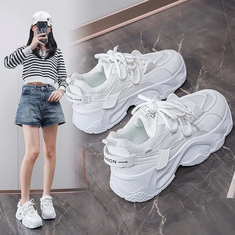 

Women Shoes 2025 New Autumn Trendy Brand Torre Female Thick Sole Increased Casual Flow Reflective Sports Running Trendy Shoes