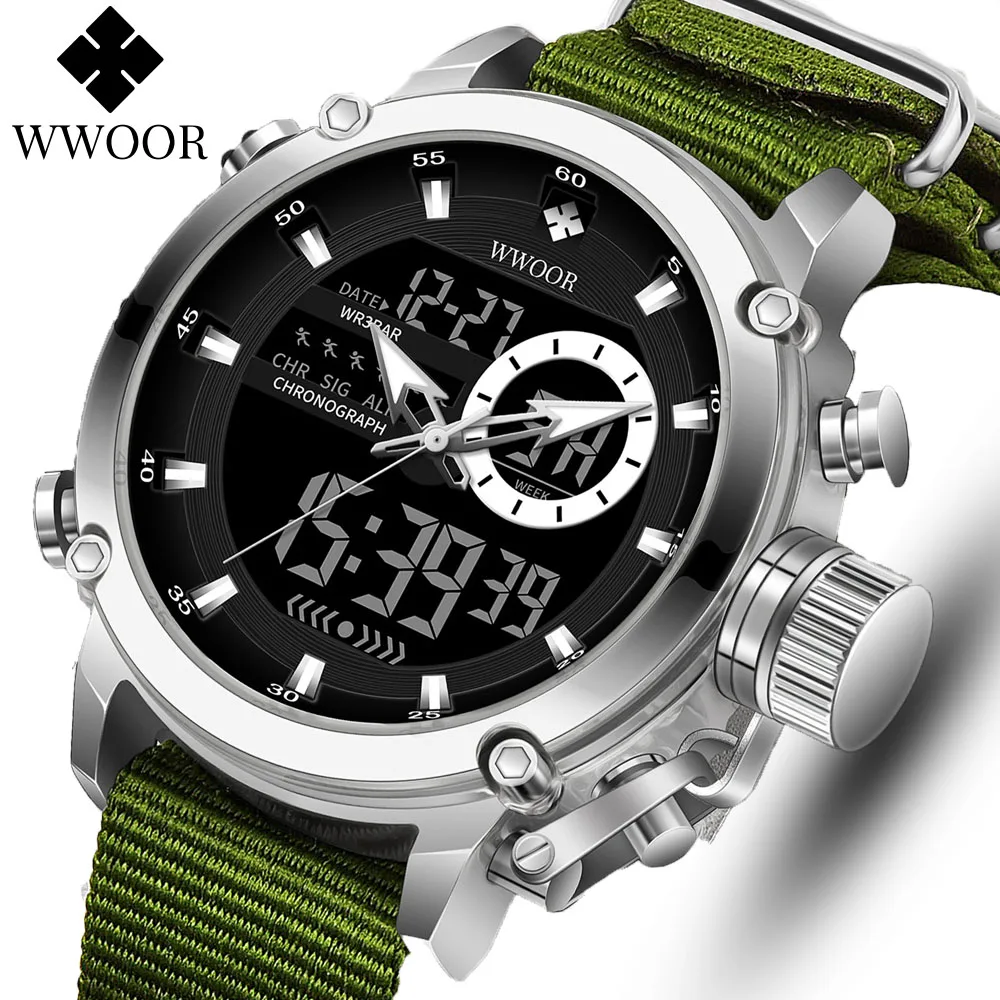 WWOOR Fashion Watches For Men Luxury Business Digital Wristwatch Military Sports Quartz Male Watch Waterproof Clock Montre Homme