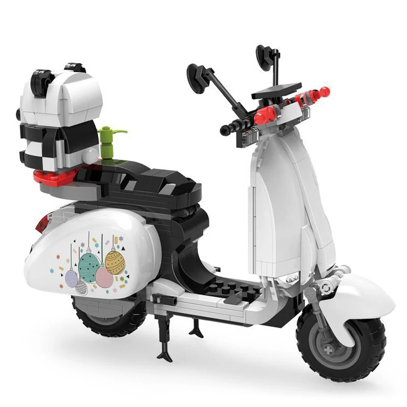 MOC Creative Roman Holiday Vespa Famous Motorcycle Building Blocks City Technical Mini Racing Car Bricks Toys Gift For Children
