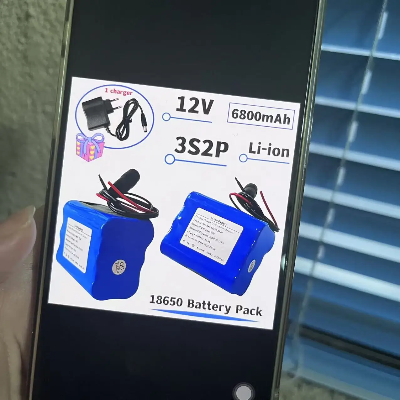 

12V 6800mAh 18650 3S2P Rechargeable Lithium-ion Battery Pack with Charger 12.6V High Capacity Battery for Electronics