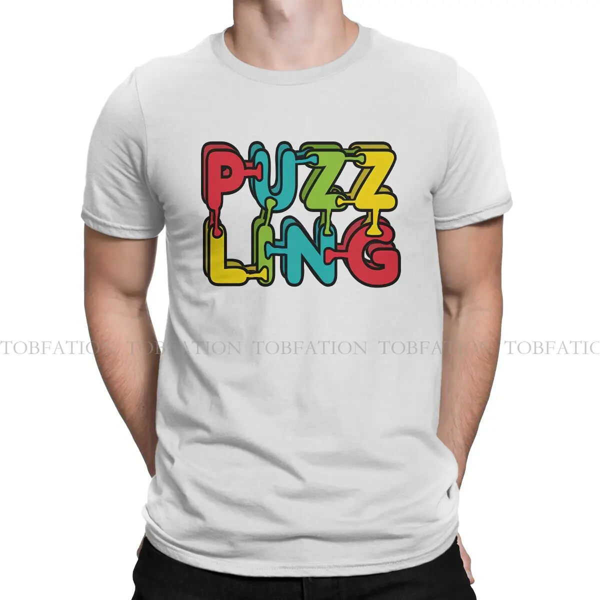 Jigsaw Puzzle Creative TShirt for Men Puzzling Round Collar Pure Cotton T Shirt Personalize Gift Clothes OutdoorWear