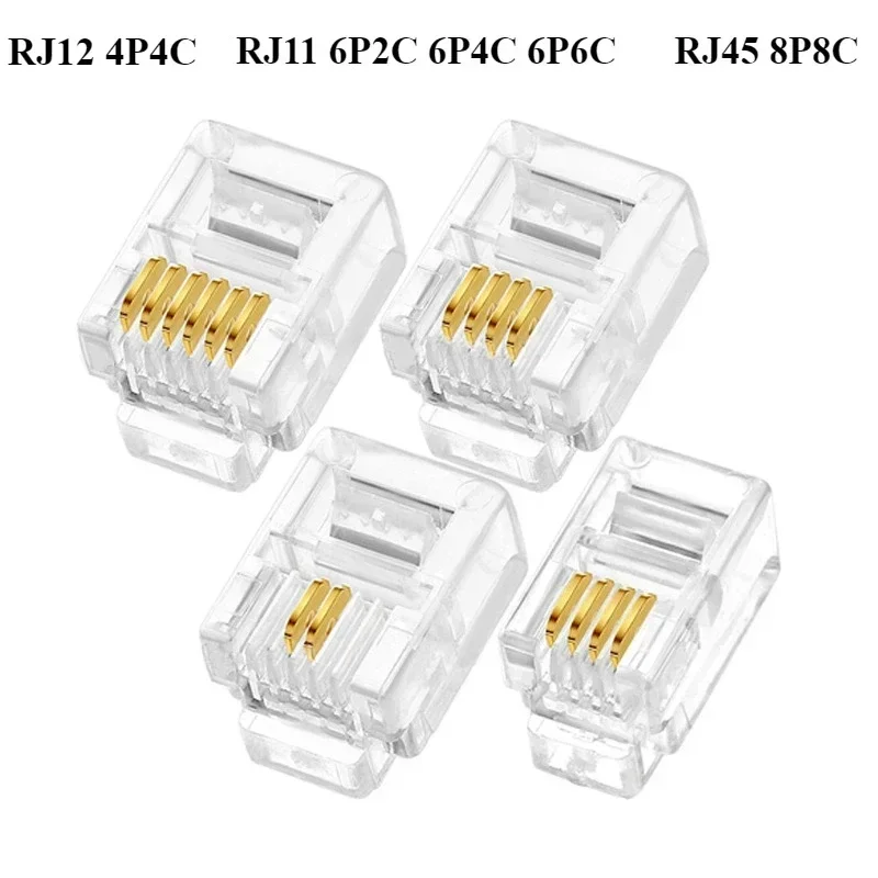 

50/100Pcs/lot Telephone Internet Connector RJ12 4P4C RJ11 6P2C 6P4C 6P6C RJ45 8P8C Telephone Crystal Head
