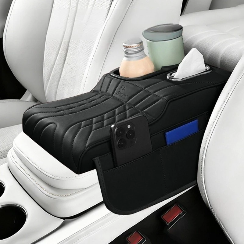 Auto-Mittelkonsole Armlehnenbox-Polster, Hebe-Polster, Auto-Innenraum-Dekoration, Aufbewahrungsbox mit Taschentuchbox, Getränkehalter, Ellbogenauflage – Detail 2