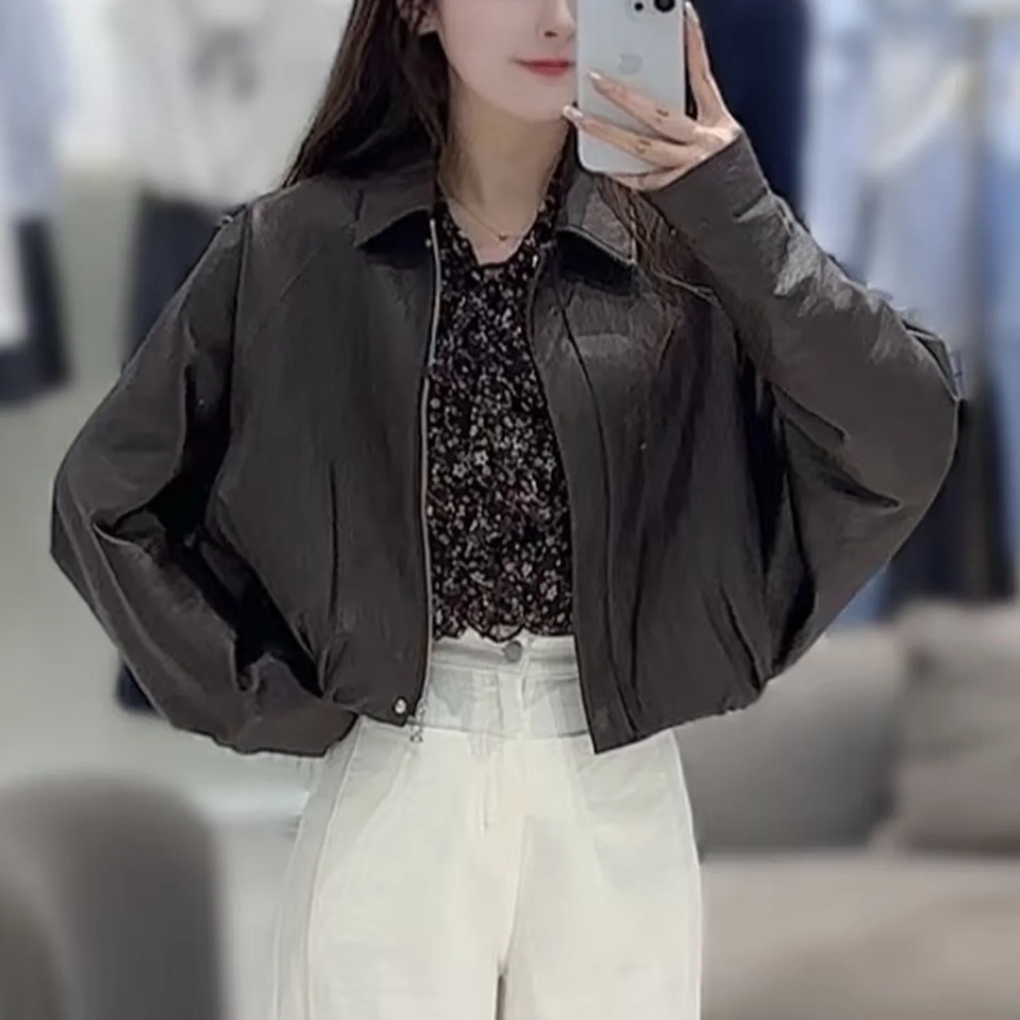 Cappotto lungo da donna retrò Sle in pelle Sve ort Jaet Autumn Faion Ele Cool Sweet Sle casual taglio dritto