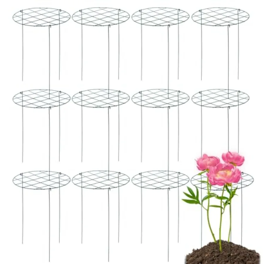 

12 Pack Peony Cages and Supports 16 x 24 Inch Grow Through Plant Support Peony Support Ring for Outdoor Plants