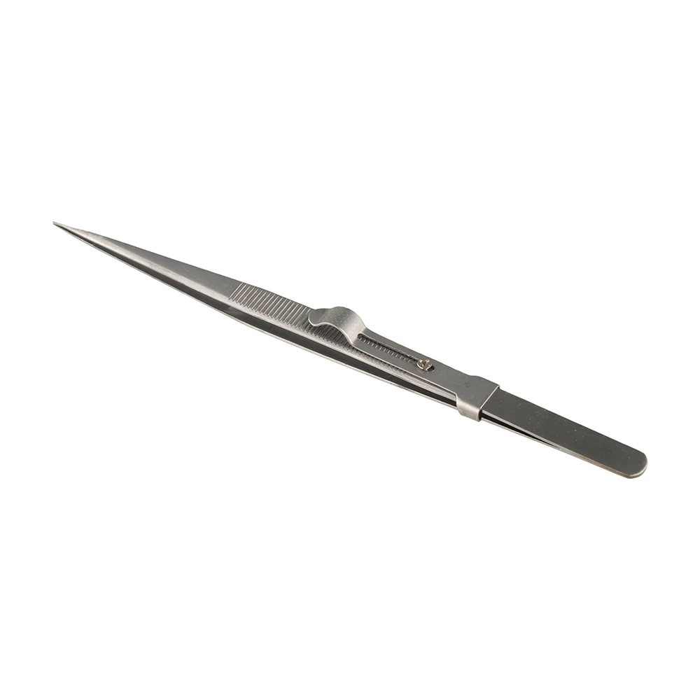 Pick Up Tool Straight/Curved Tip Stainless Steel Tweezers Adjustable Slide lock Tweezers Jewelry Tweezers Clamping Tool