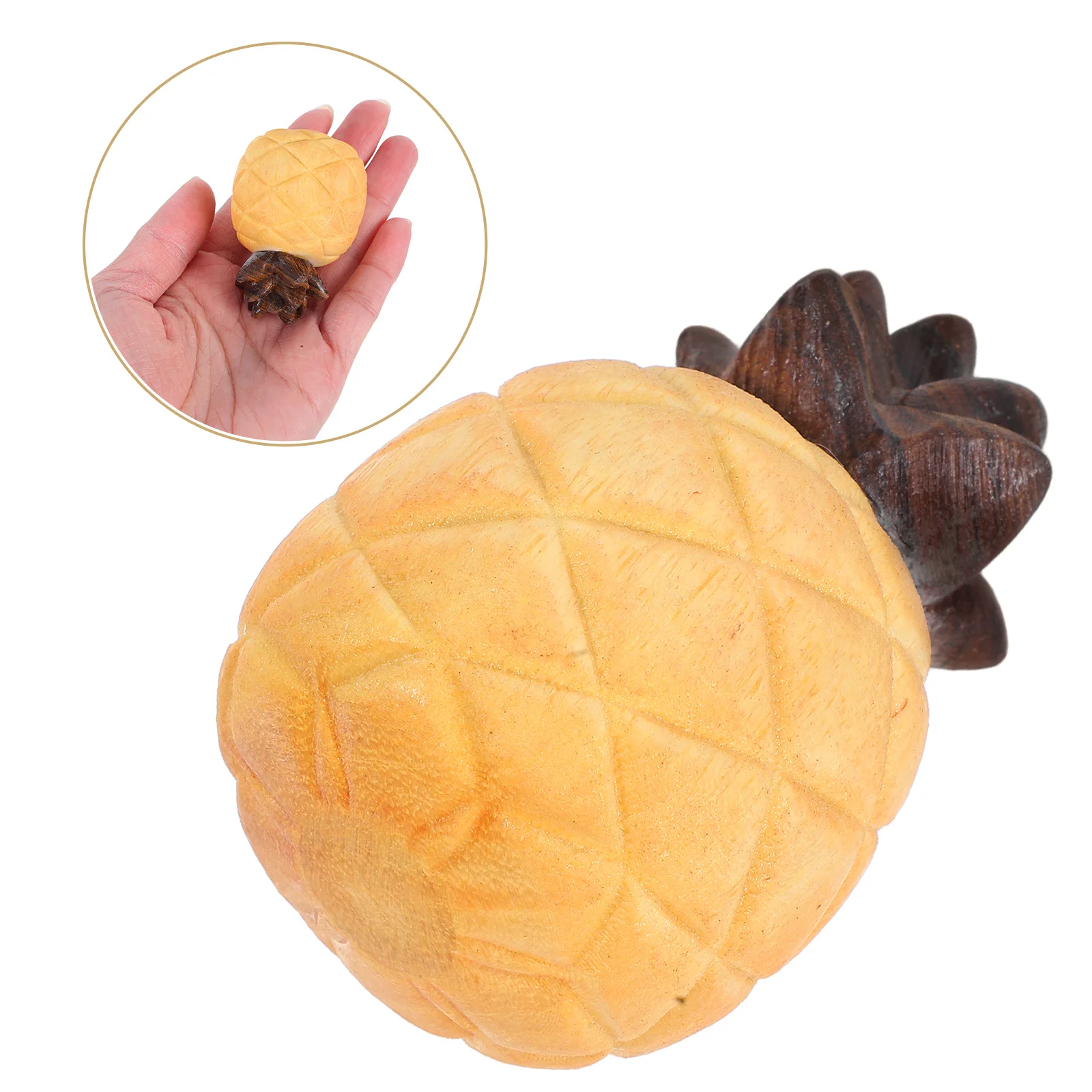 

Sandalwood Pineapple Miniature Solid Wood Sculpture Desktop Decoration Fruit Statue Fake Pineapple Hawaii Ornament For Home