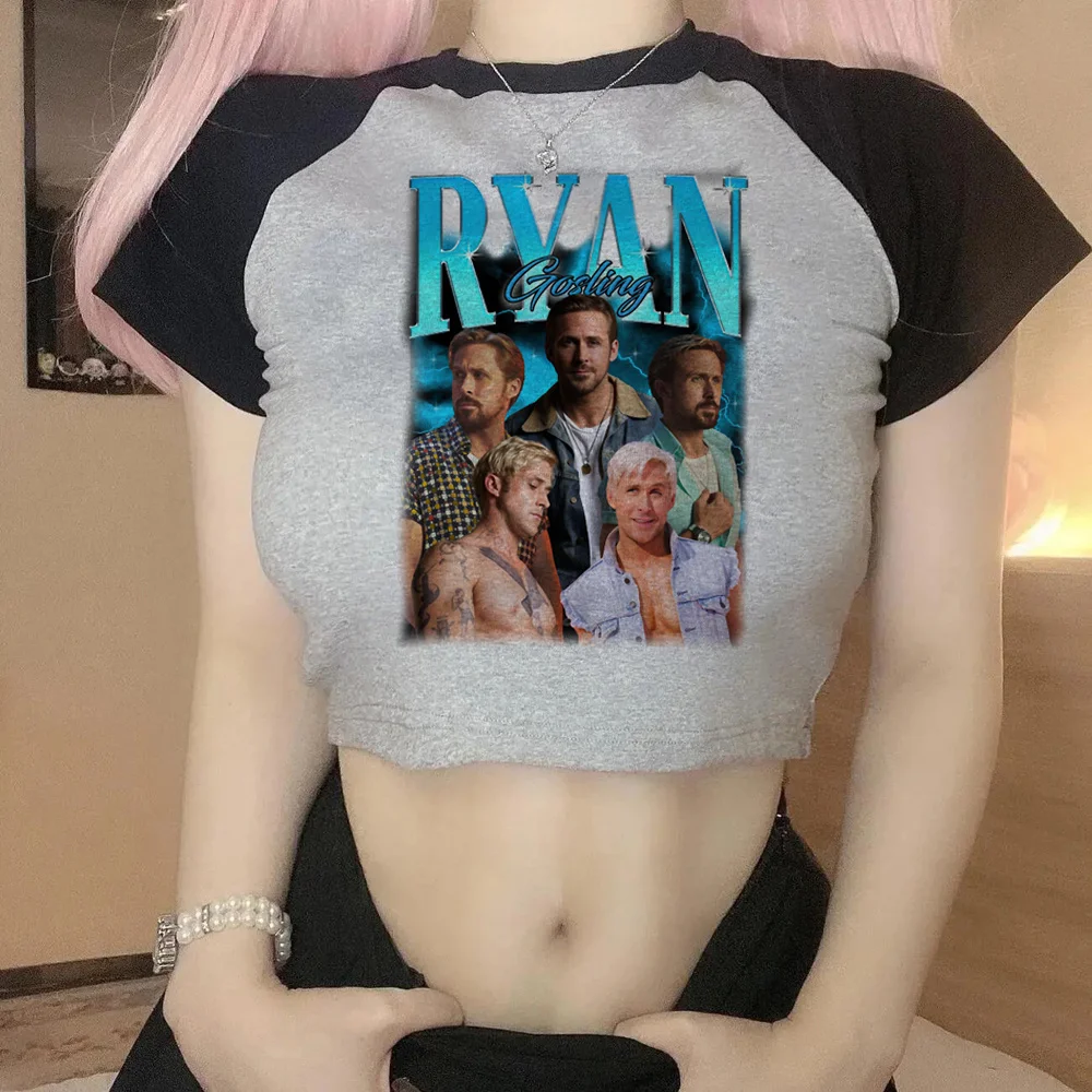 Ryan Gosling yk2 trashy crop top Woman fairycore Kawaii vintage cyber y2k t-shirts cropped