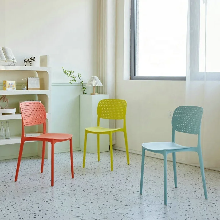 #Modern Plastic Stackable Dining Chair with Negotiation Backrest for Home Furniture Office Study Room