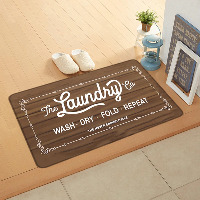 Entrance Doormat Balcony Rugs Self Service Wash Laundry Room Carpet Foot Mats Bath Rug Floor Mat Ideal Gift Non-slip House Decor