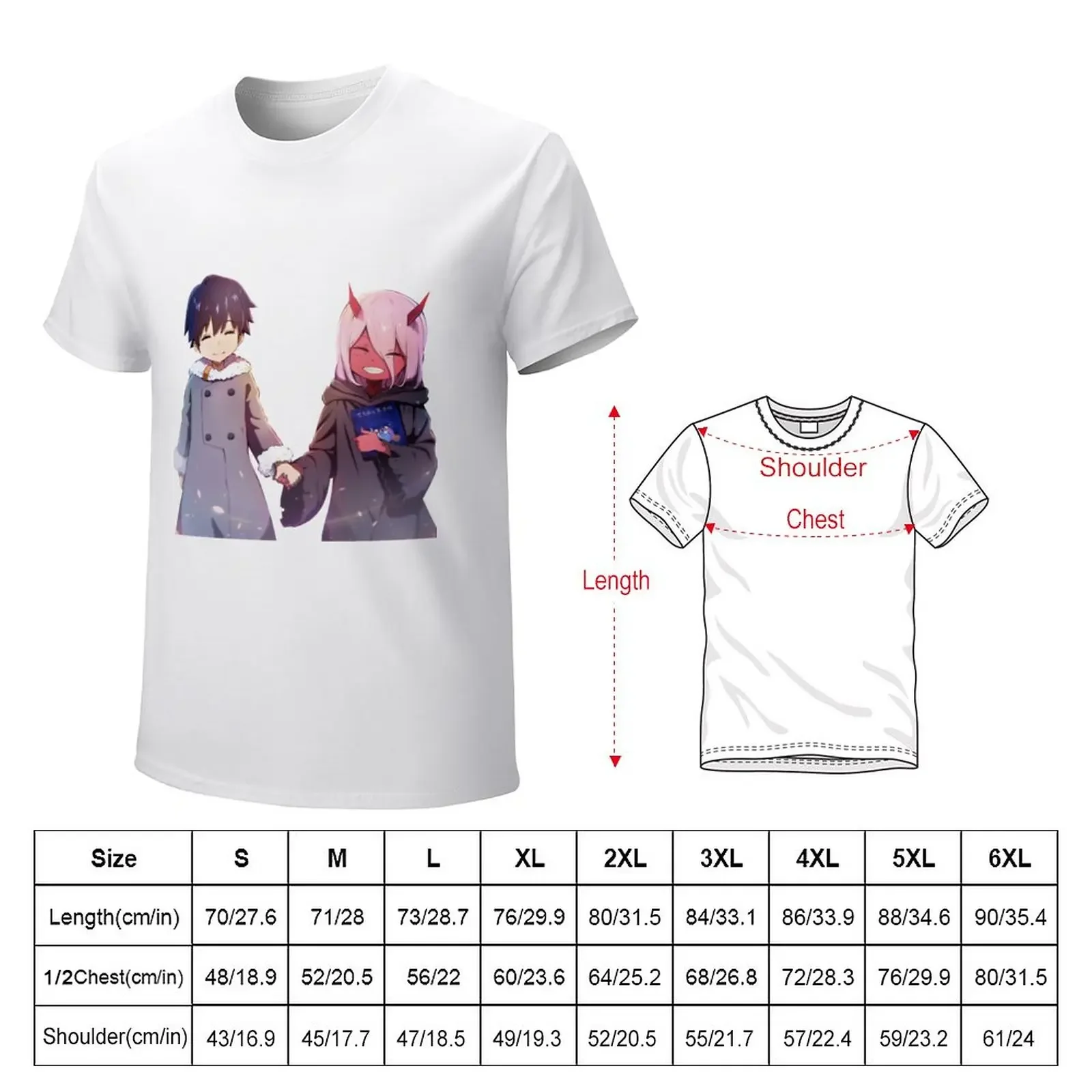 Hiro and Zero Two | Darling in the Franxx T-Shirt cute tops anime oversized t shirt men