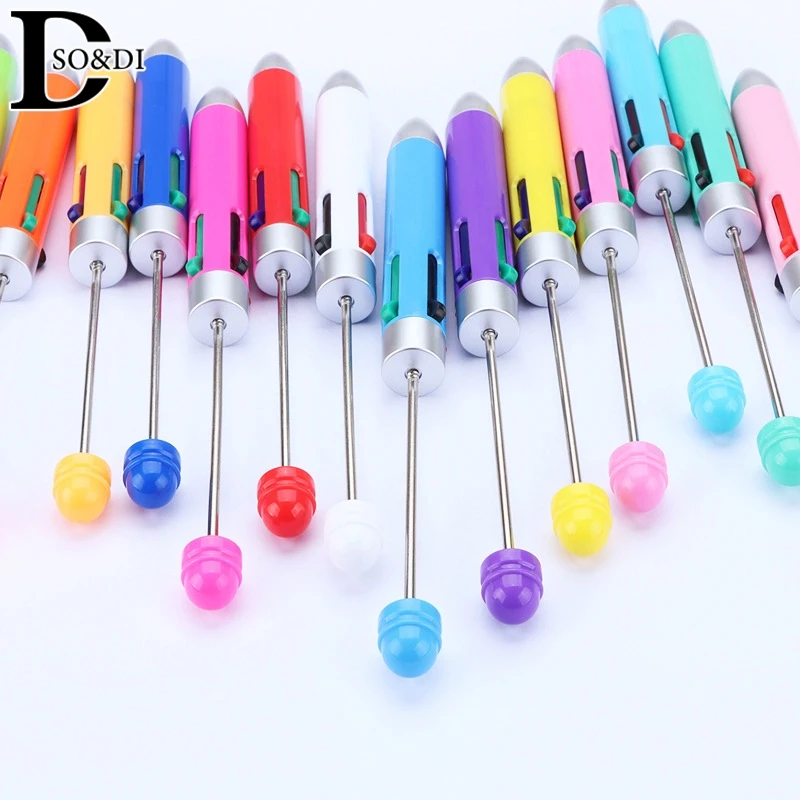 DIY Creative Business Four Color Refill Beaded Pen Cute Beadable Ballpoint Pens Puzzle Multi Color Jewelry Beaded Ball Pen