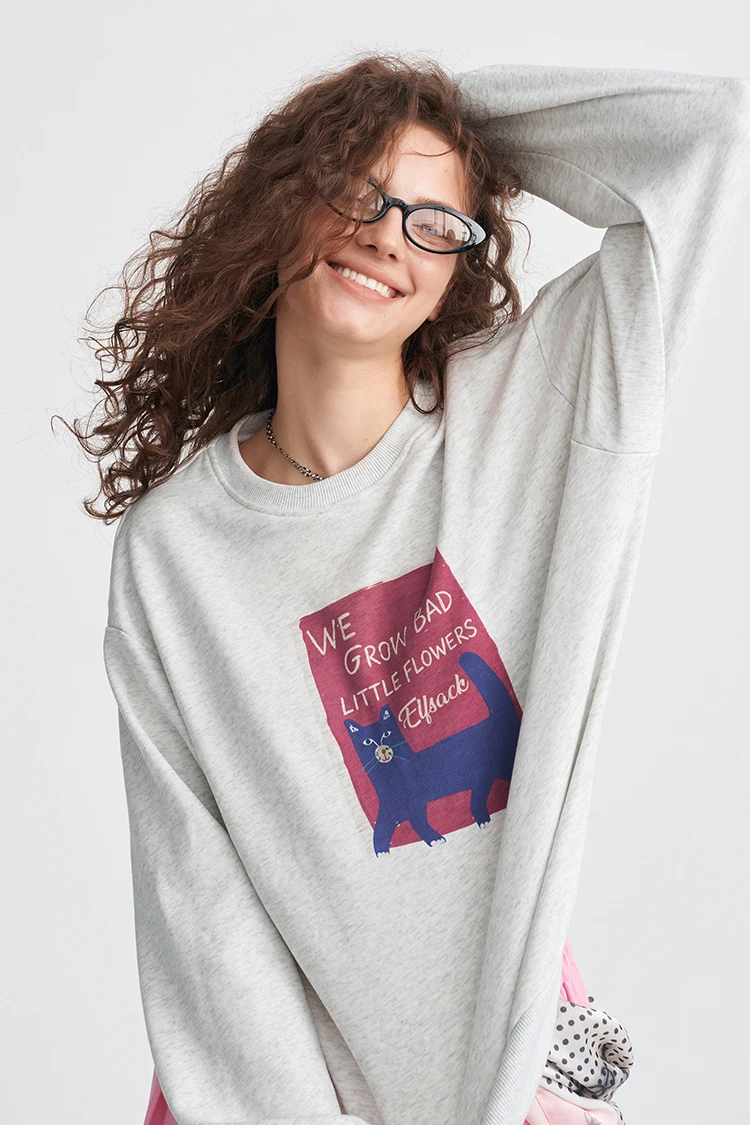 ELFSACK Damen-Sweatshirt mit Grafik- und Slogan-Print, Alltags-Outdoor-Oberteil – Detail 6