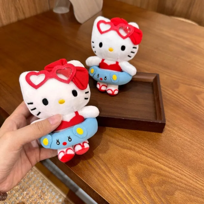 Новый Sanrio Kitty Love мультфильм гавайское кольцо для плавания плюшевая кукла кулон, открытый верхний рюкзак кулон брелок подарочная игрушка, награда