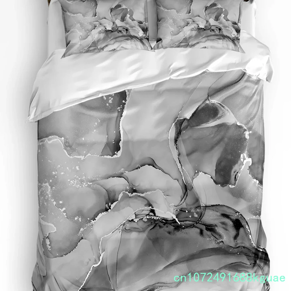 Marble Texture Duvet Cover With Pillow Case Custom 3pcs Bedding Set Quilt Cover Double Bed Home Textile