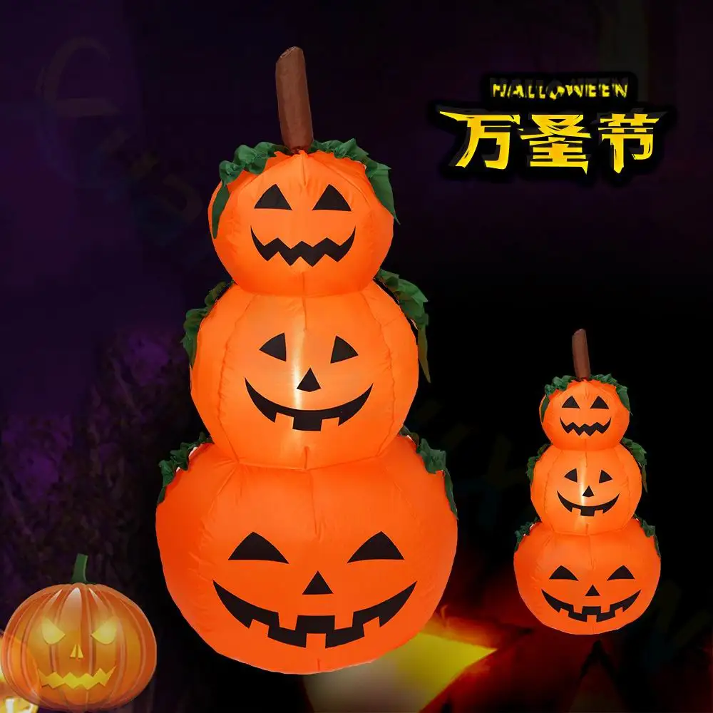 1.2M LED Light Halloween Three pumpkin ghosts Inflatable mold Party carnival Anime stage perform show toys Courtyard Decoration