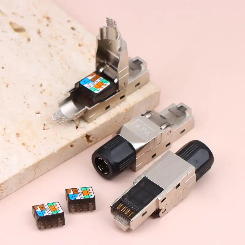 1Pc RJ45 Cat8 Cat7 Cat6A Connector Shielded Toolless Modular Termination Plug 2000MHz 40G LAN Cable For 22AWG-24AWG