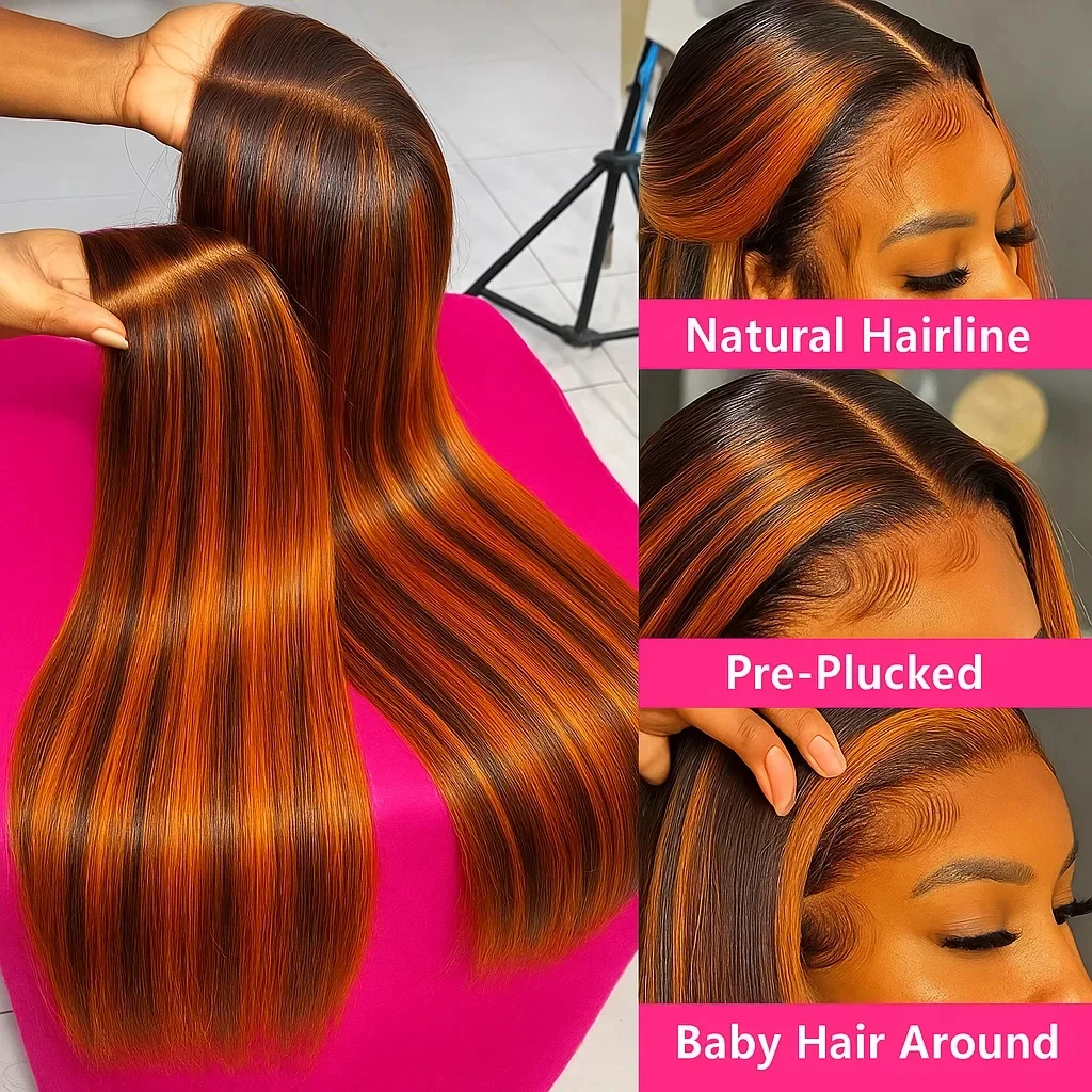 P4/350 Parrucca sfumata Parrucche Glueless per capelli umani 5x5 Parrucche in pizzo hd Parrucca evidenziata colorata Parrucche diritte per capelli umani Parrucca per capelli umani Ombre