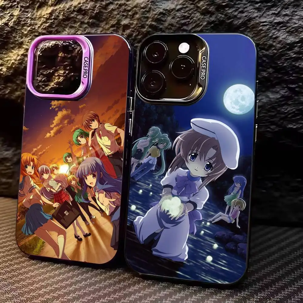 

Suspense H-Higurashi When They C-Cry Phone Case Gradient Silver Case For iPhone 17,16,15,14,12,13,11 Plus,Pro Max,XS