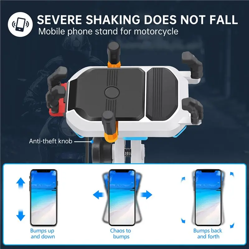 Wireless Charging Phone Holder 15W 360 Degree Rotation Smartphone Stand Telescopic Motorbike Support Shockproof Design A