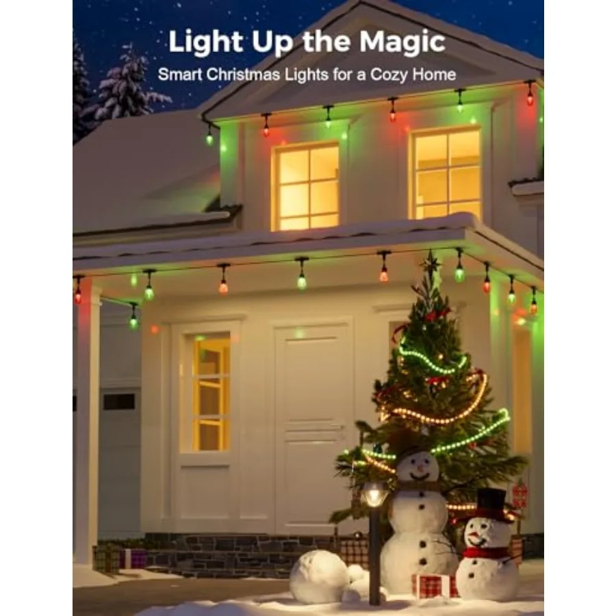 Outdoor String Lights Smart 49Feet RGBCWIC Patio Lights Waterproof App Control Compatible with Alexa Color Changing LED String