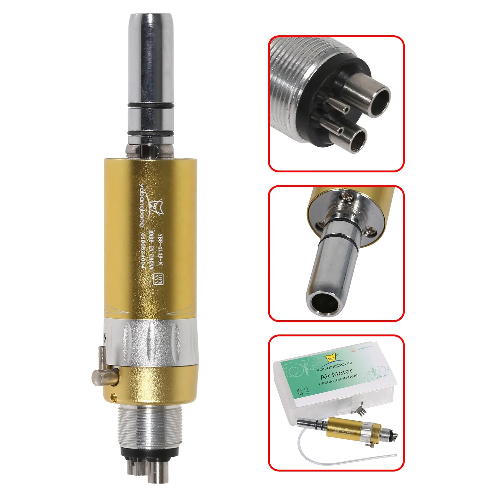 Hot Sale! NSK Style Den tal 1:1 E-type External Spray Air Motor 4 Holes Slow/Low Speed Handpiece Gloden