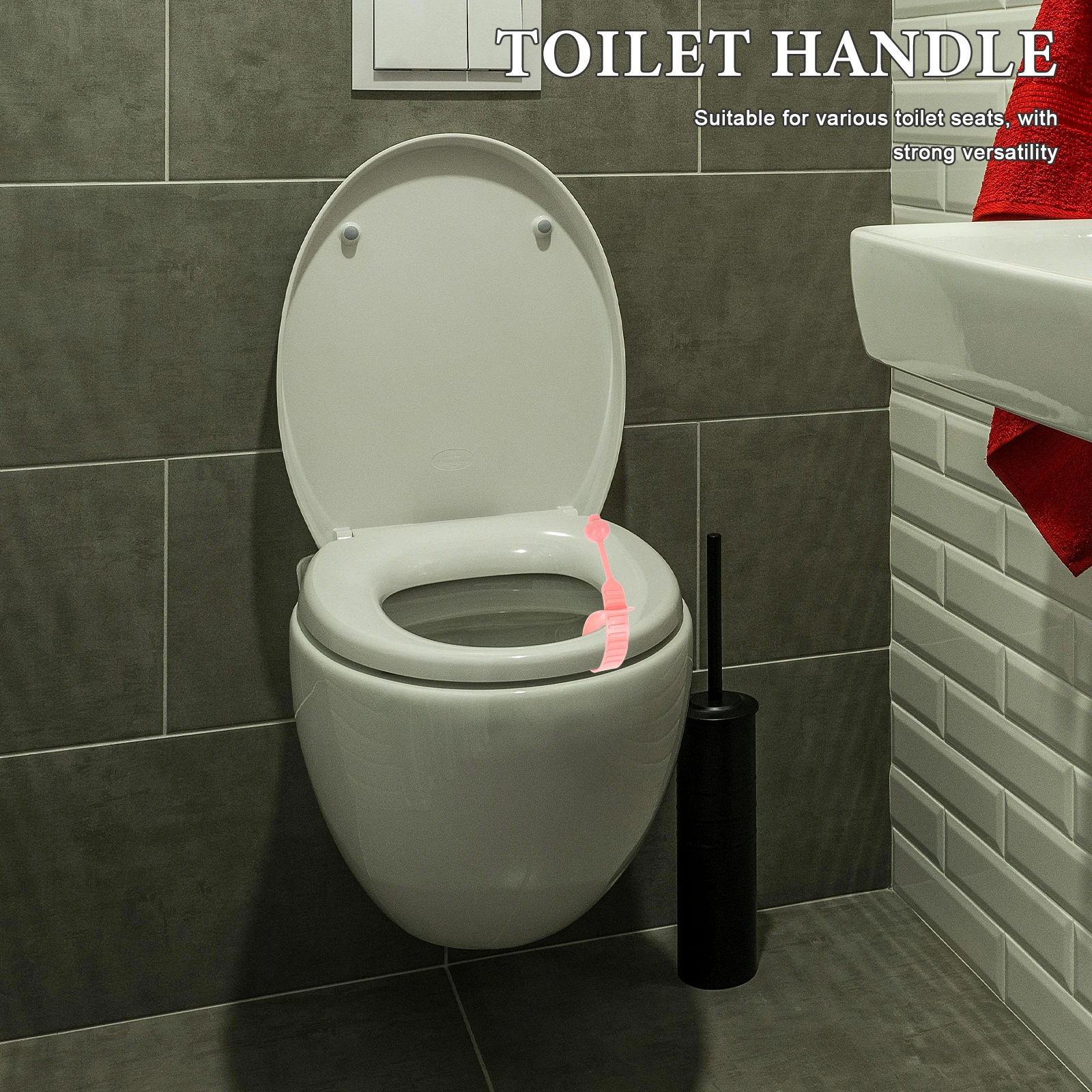 

4pcs Toilet Seat Lifter Silicone Handle Universal Fit No Slip Comfortable Grip Easy Install Space Saving Bathroom Accessory For