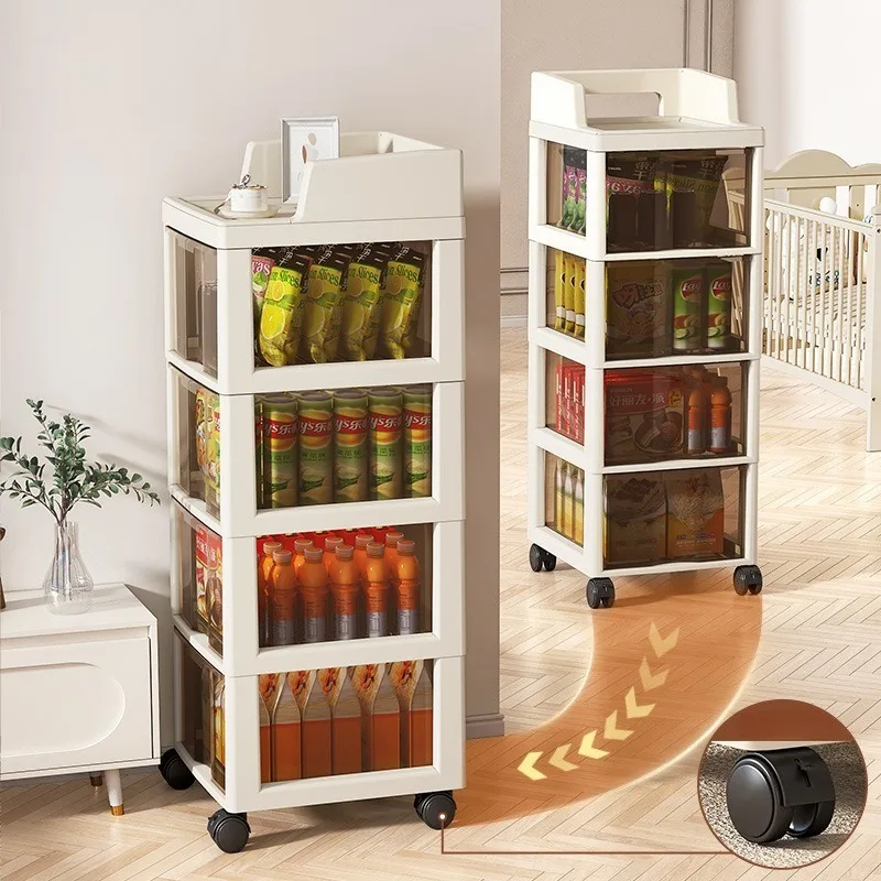 Household Snack Storage Trolleys Rack Multi-layer Movable Cabinet Drawer-type Floor-standing Living Room Kitchen Trolleys