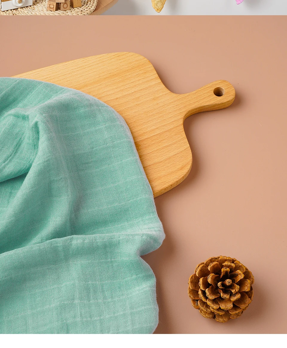 Elinfant 5-teiliges Geschenkset aus Bambus-Baumwoll-Musselin-Lätzchen, Spucktuch, 100 % Baumwolle, 60 x 60 cm, 2 Schichten, Baby-Schal, Taschentuch – Detail 5