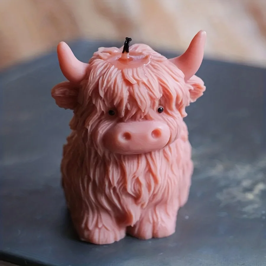 1pc Highland Cow Silicone Mold - Cute Cow Design with Expressive Eyes & Horns, Durable & Easy-Clean Candle Making Mold