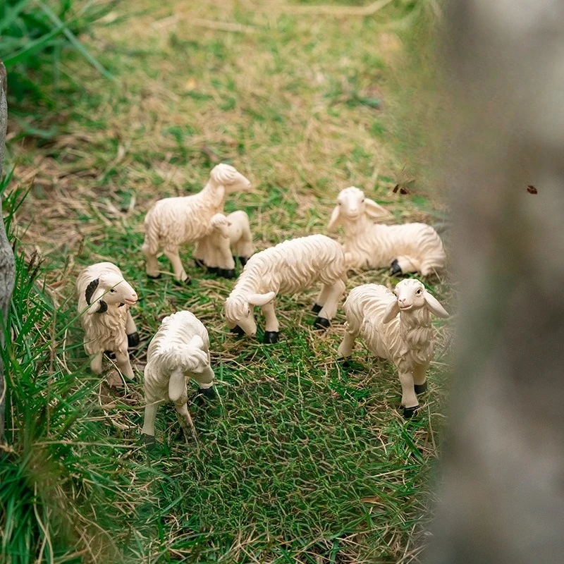 6pcs Gao Bai Miniature Collection Goat And Sheep Figurines Artistic Landscape Outdoor Grden Decor Fall Winter Decorative Statues