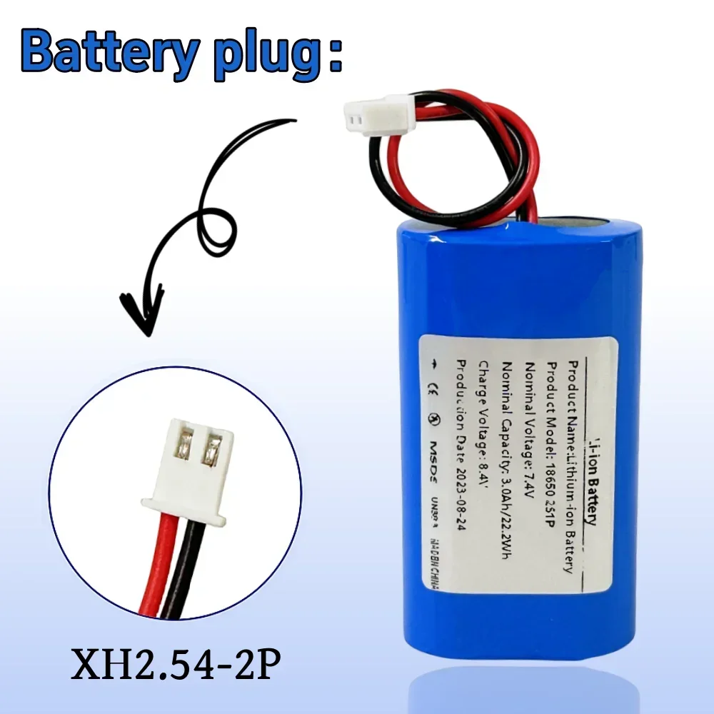 7.4V 3000mAh rechargeable battery 18650 2S1P lithium-ion battery pack for camera electric toy backup battery