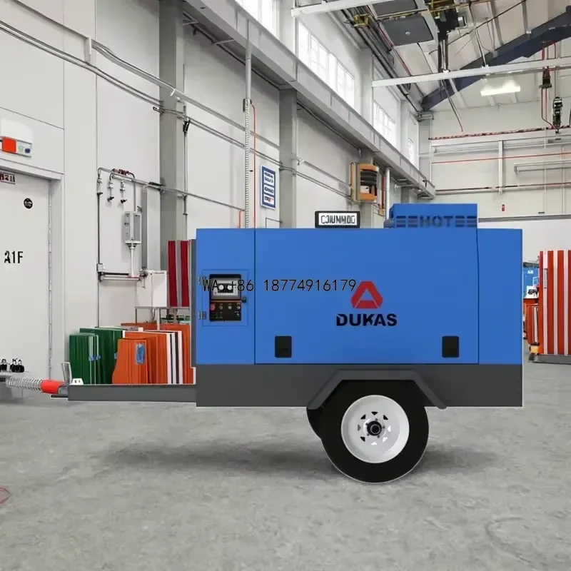wmwmnu wmwmnu Small Portable Air Cooled Screw Air Compressor 185 CFM for Rock Drilling