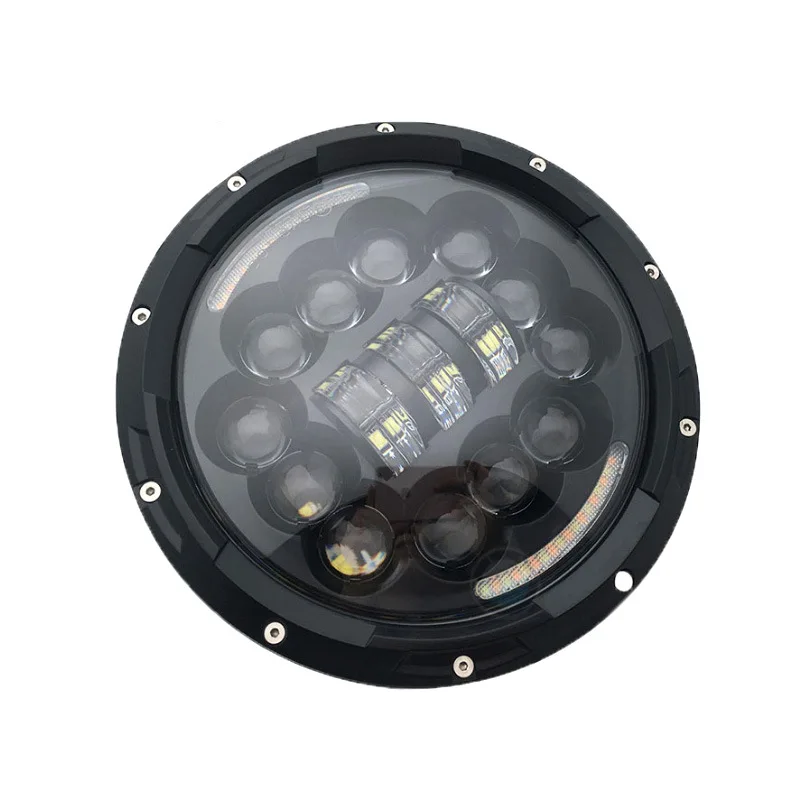 ジープ ジープラングラー 7 インチ ハーレー ヘッドライト修正 15 ビーズ半円全円 LED デイタイムランニングライト付き