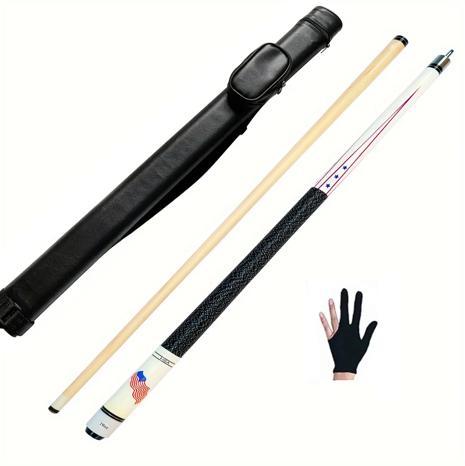 High Quality Maple Pool Cue with 13mm Tip and American Flag Design Perfect for Nine Ball and Carom Billiards