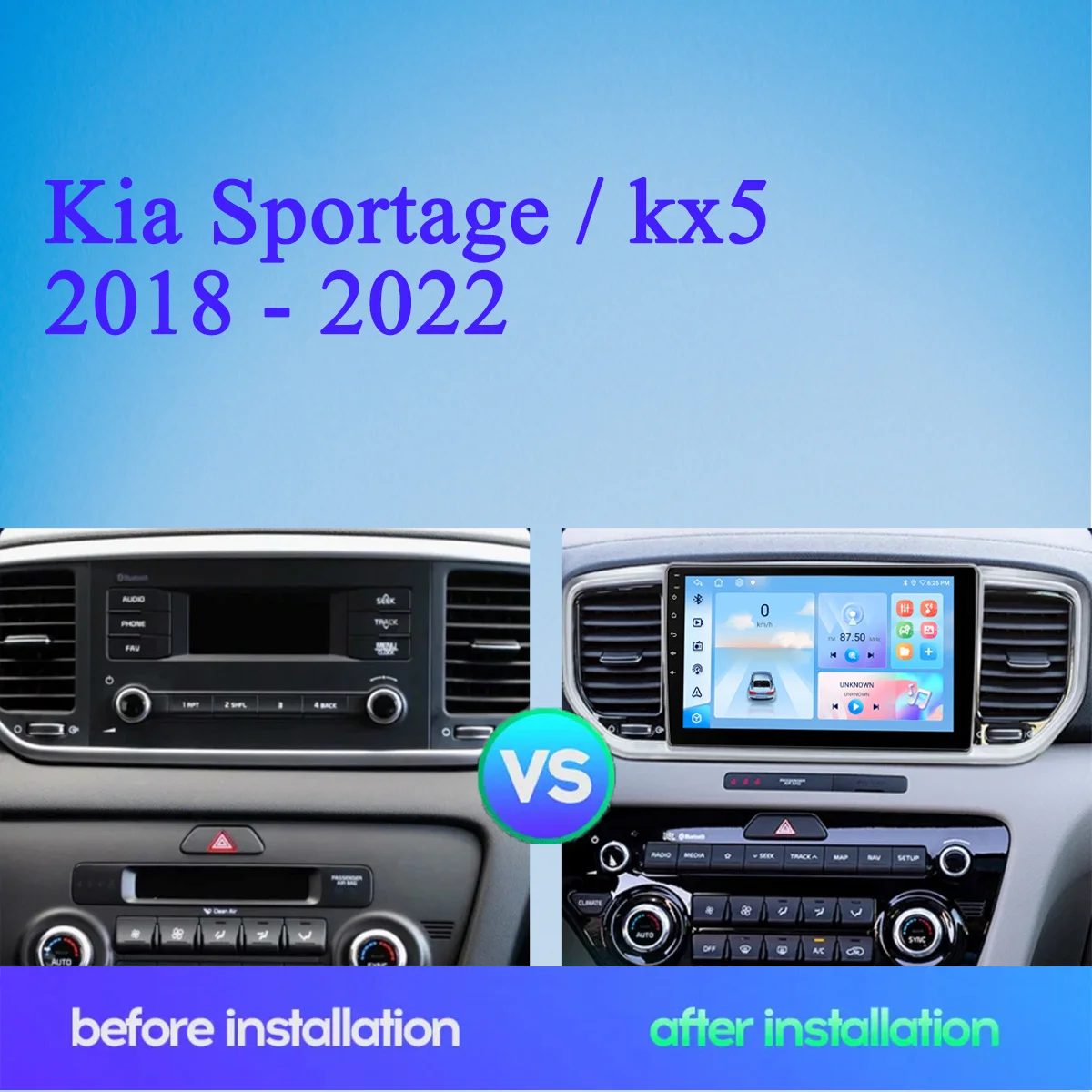 شاشة ملاحة Android 14 8G + 128G Autoradio GPS لكيا سبورتاج 2018 - 2022 مع وحدة رأس Carplay Android Auto 4G Sim WiFi