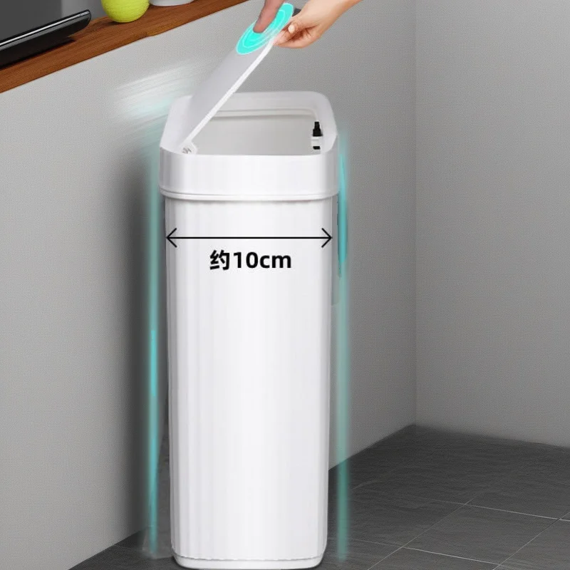 Slim Bathroom Trash Can 10cm Narrow Press Lid Garbage Bin Space Saving Flat Body Waste Container For Toilet Side Kitchen Use