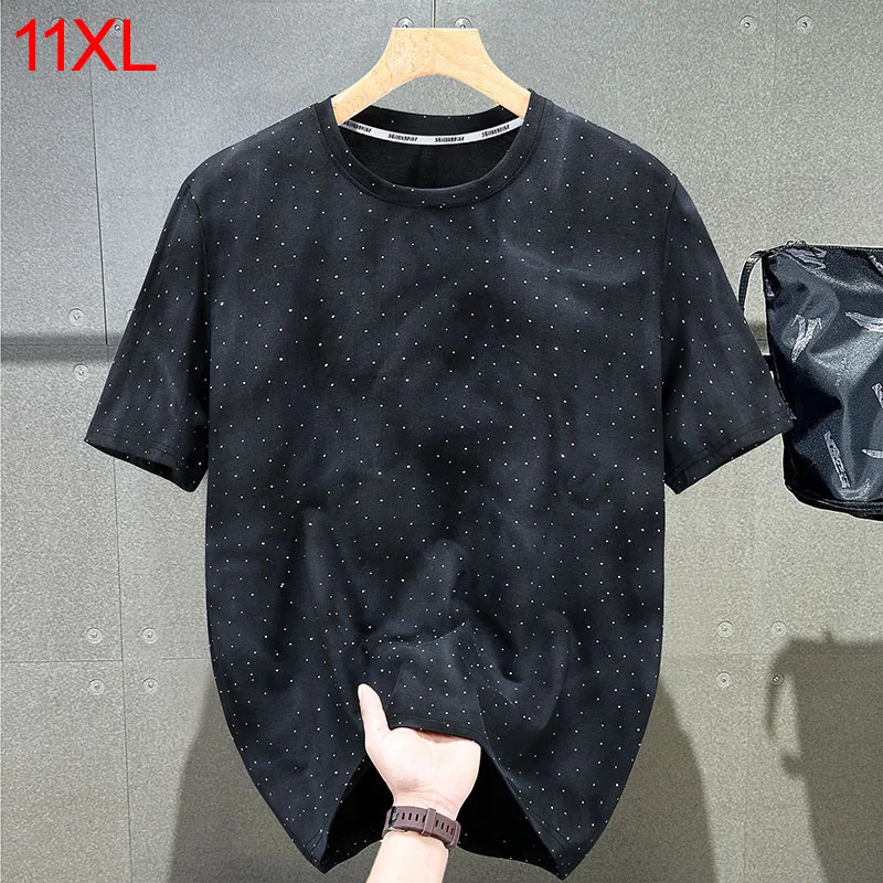 

Men Short sleeved Cotton New Summer Plus Size Half Sleeves Casual Round Neck T-shirt 11xl 170kg