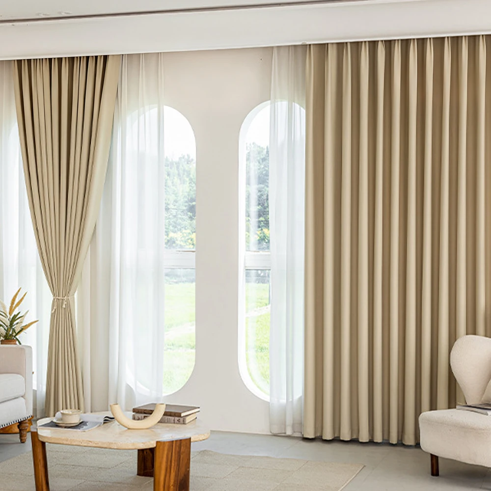 Tenda oscurante moderna e minimalista in ciniglia spessa, parasole con riduzione del rumore isolante con motivo a onde, lavorazione dell'anello di ferro