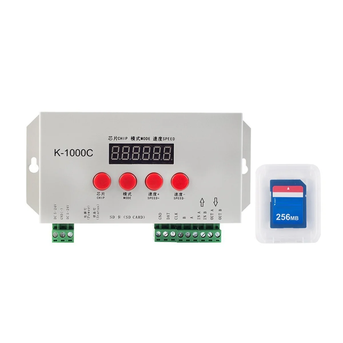 ABZV-K1000C SD Card Controller RGB Controller WS2801 WS2811 WS2812B LPD6803 LED 2048 Pixels Program Controller DC5-24V