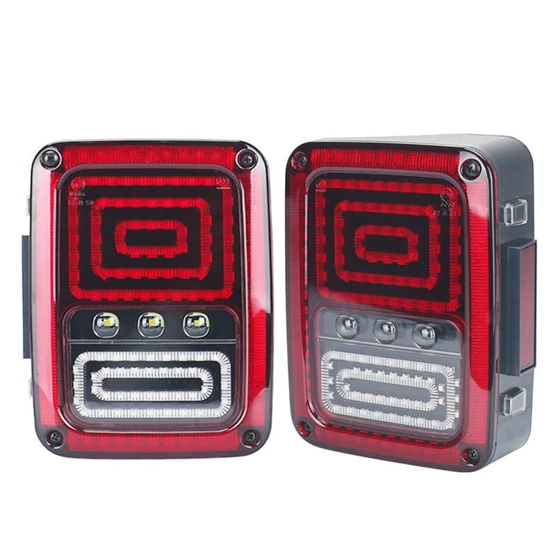 

NEW-2× Led Rear Tail Light Brake Reverse Turn Signal Lamp For Jeep Wrangler Jk Euro