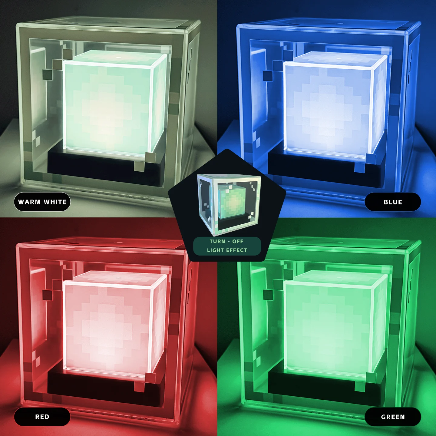 بكسل على غرار منارة مصباح سطح المكتب ضوء الليل متوهجة جو الكمبيوتر لعبة هدية مزخرفة قابلة للشحن الإضاءة الزخرفية #2