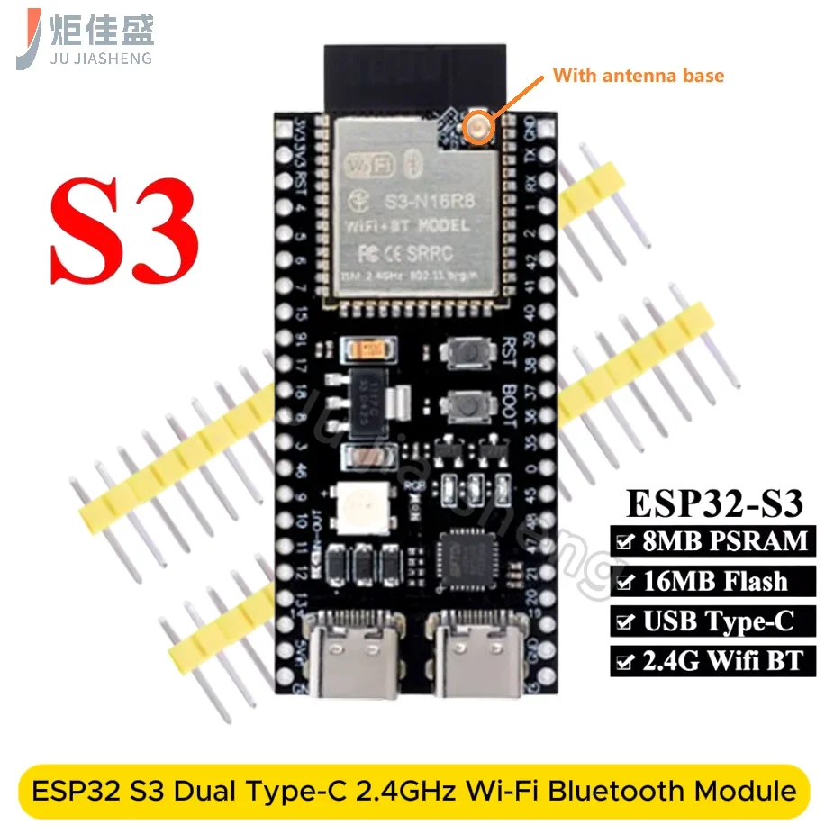 ESP32-S3 Dual Type-C Development Board Module N16R8 N8R8 Antenna Base and ESP32 S3 44-Pin Expansion Board Combination Kit