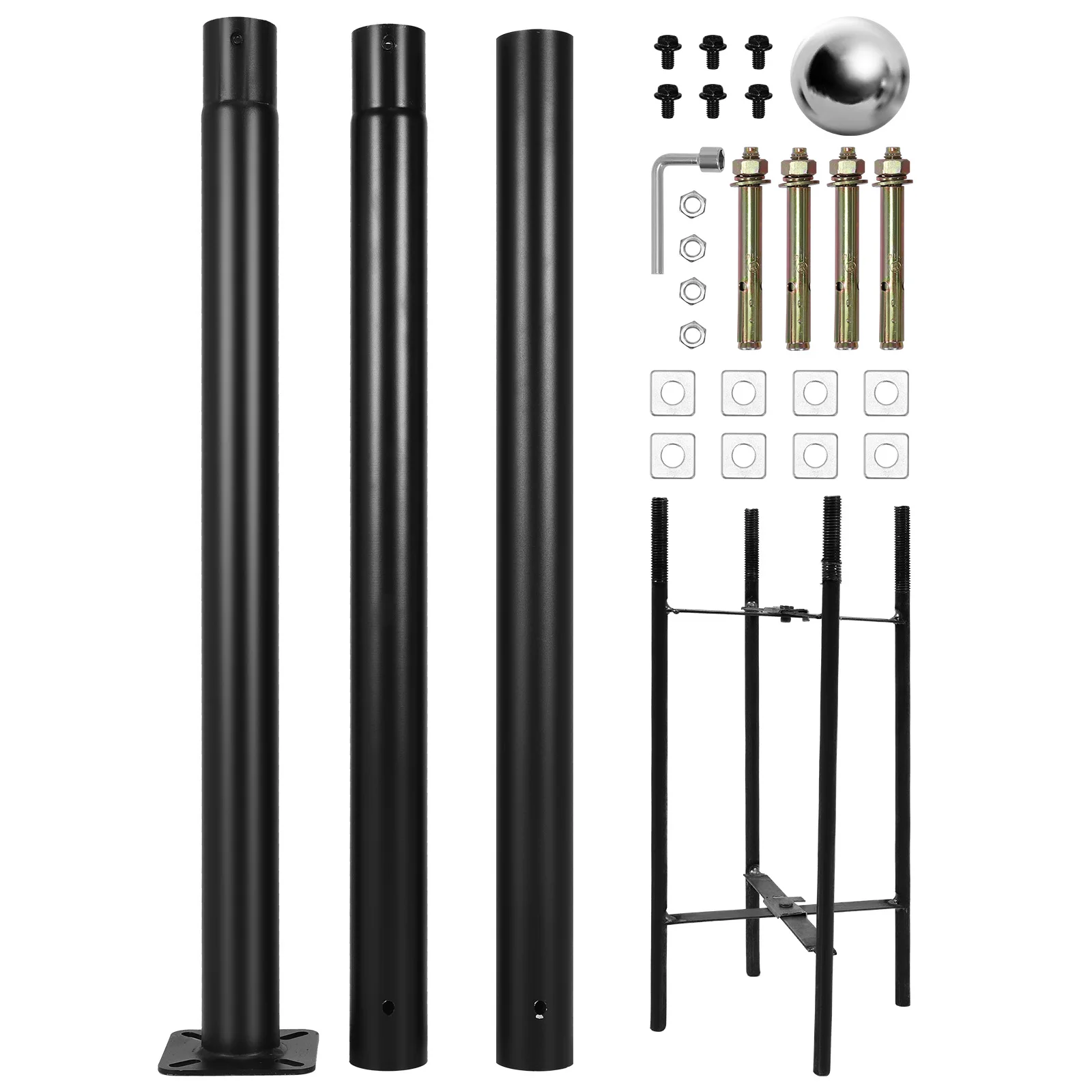 

10Ft Tall Courtyard Light Pole Weather-Resistant Metal Split Road Poles Heavy Duty Street Lamp Post for Street/Parking Lots/Park