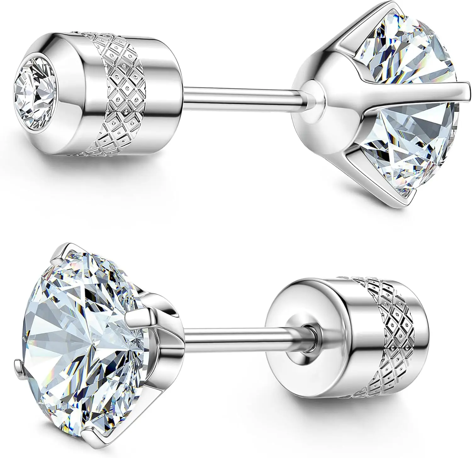 Hypoallergene G23 Implantatqualität Titan Schraubverschluss-Ohrringe 20G für Empfindliche Haut mit 5A Kubikzirkonia Piercing-Ohrstecker Schmuck