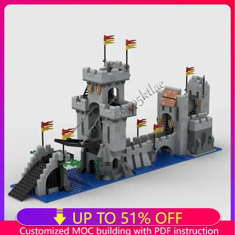 

Medieval Castle Model Moc Building Bricks Lion Castle Long Bridge Technology Modular Blocks Gift Christmas Toy DIY Sets Assembly