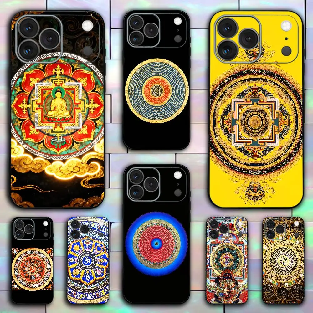 

Buddha Thang-ga Mandala For iPhone 17,16,15,14,13,12,11,Pro,X,XS,Max,XR,Plus,Mini Soft Silicone Phone Case Black Shockproof TPU