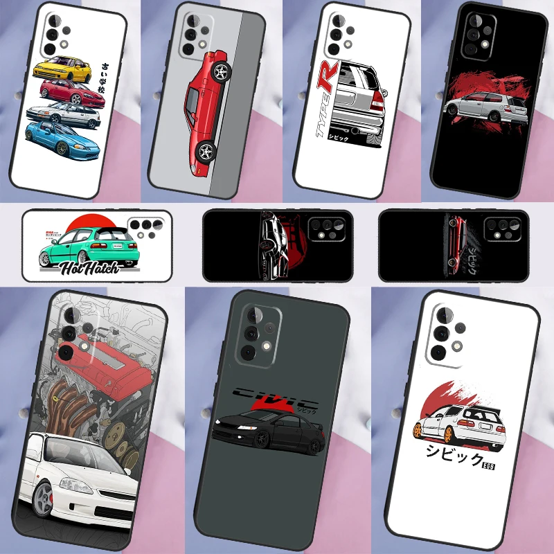 JDM Type R Civic Sport Car Phone Case For Samsung Galaxy A54 A34 A14 A13 A23 A33 A53 A73 A12 A22 A32 A52 A71 A51