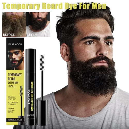 Tinte temporal negro para Barba para hombres, relleno de bigote masculino de aceite de ricino suave, moldeador impermeable, pluma para teñir Barba portátil