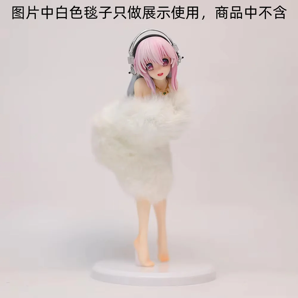 Super Sonico Anime-Figur, PVC-Sammlermodell, flauschiges Fell, Bikini-Stil, Desktop-Dekoration, Ornament für Anime-Sammler